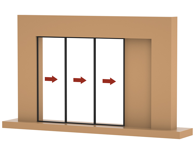 Synchronized Sliding Door Hardware Kit For 3 Doors