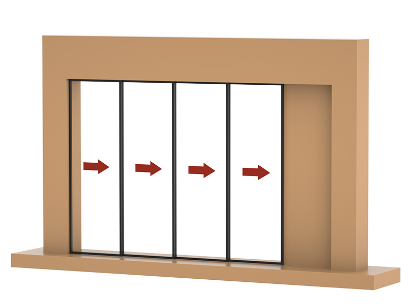 Synchronized Sliding Door Hardware Kit For 4 Doors